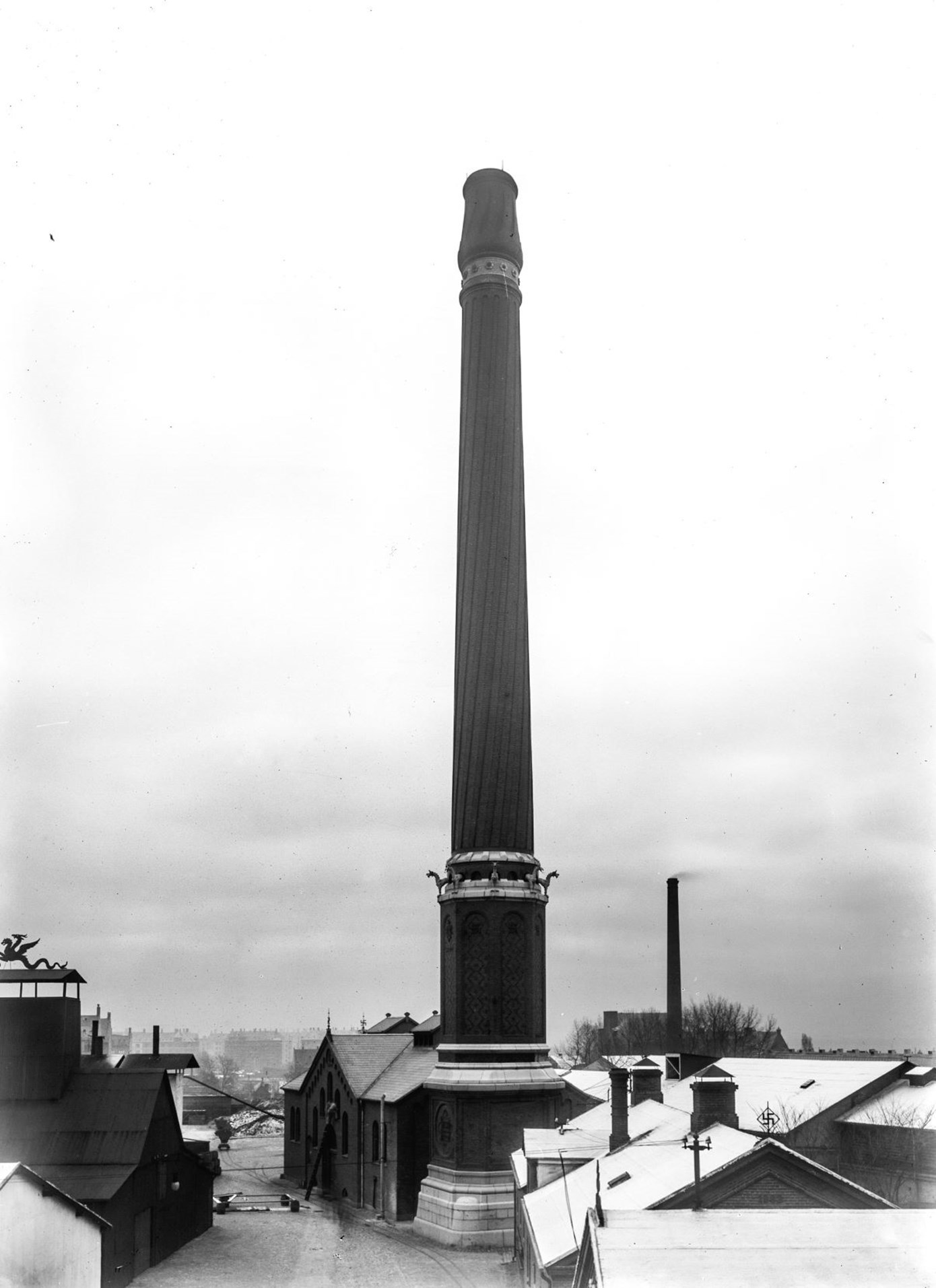 The Winding Chimney can still be seen at the Carlsberg site in Copenhagen